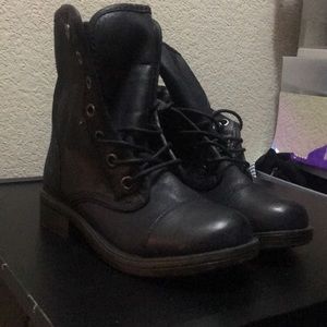 Black combat boots